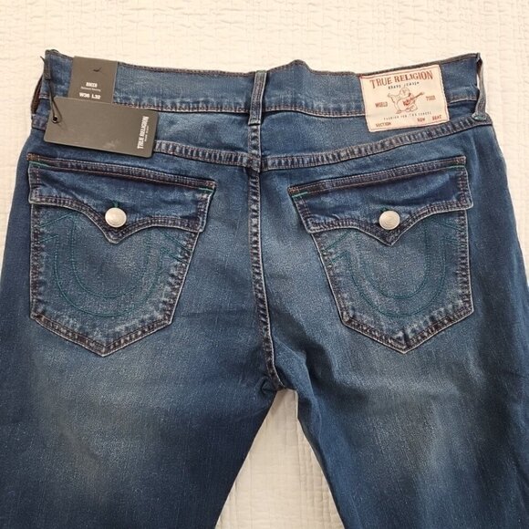 True Religion Rocco Jeans Men's 36x32 Dark Wash NEW Flap Pockets Relaxed NWT - Picture 3 of 16